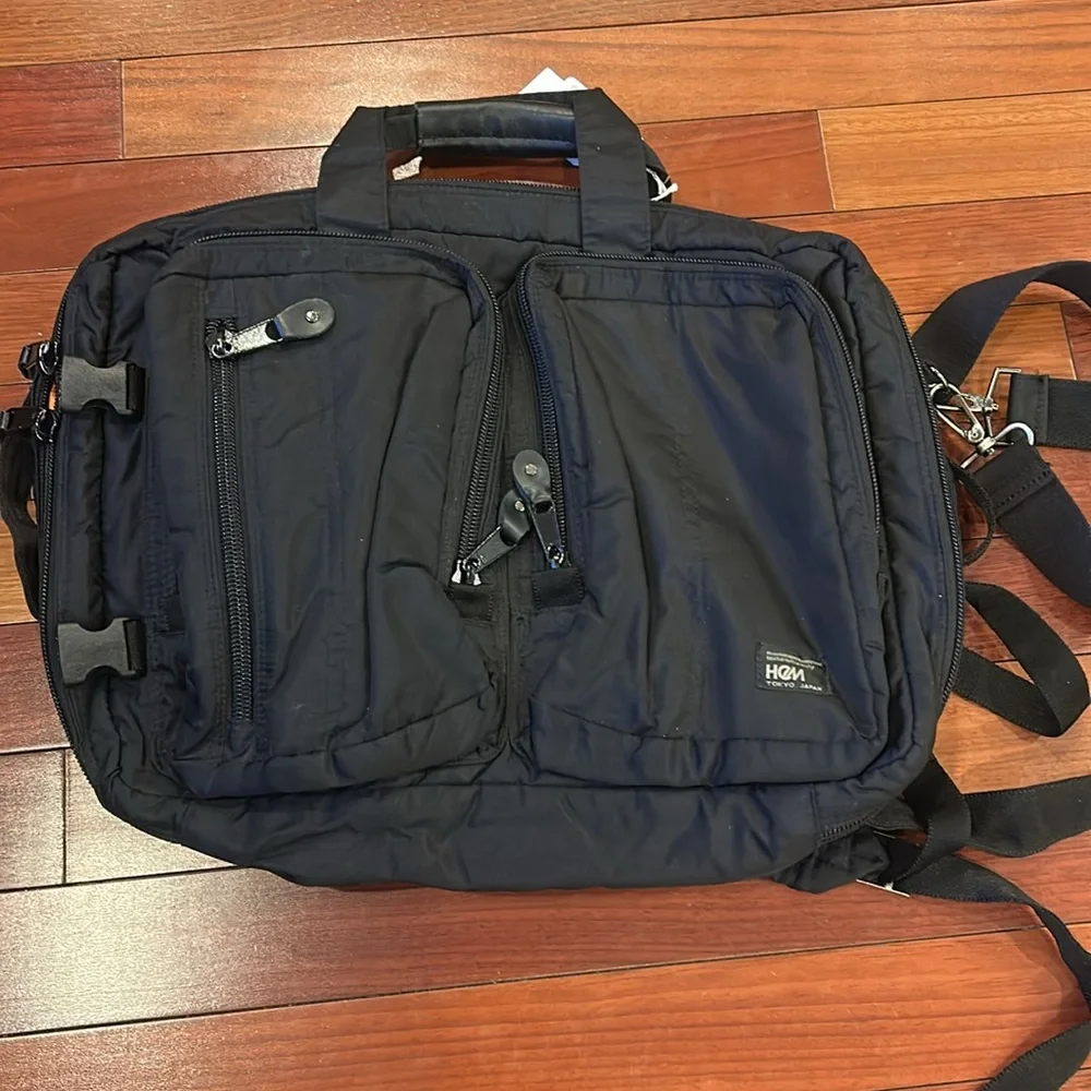 Hem Tokyo Black Nylon Men's canvas, briefcase, and backpack in one